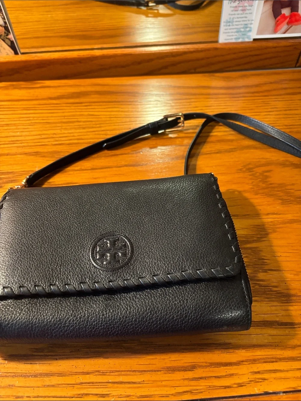 Tory Burch genuine leather crossbody tri fold